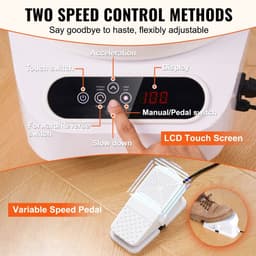 Pottenbakkersschijf - Elektrische Draaischijf voor Keramiek - 25 cm Schijf - 350 W Motor - Pedaalbediening - LCD-touchscreen - Directe Aandrijving - 3 Steunpoten - Wit — thumbnail 4