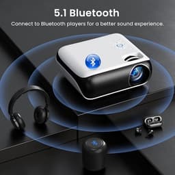 Mini Beamer 1080p – 4K-ondersteuning, Bluetooth 5.1, Draagbare Full HD Projector met Ingebouwde Speaker, 200” Grootbeeld – Compatibel met Smartphone, HDMI, USB, TV-stick & PS5 — thumbnail 3