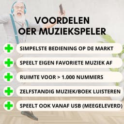 OER Muziekspeler voor Ouderen met Dementie (OER Radio) - Simpele Bediening Met 1 Knop - Dementie Hulpmiddel - Dementie Radio - Muziek en Dementie - Stevig - 4GB Geheugen - Rood — thumbnail 3