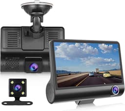 4-inch dashcam voor in de auto met drie lenzen en nachtzicht in hoge resolutie — thumbnail 1