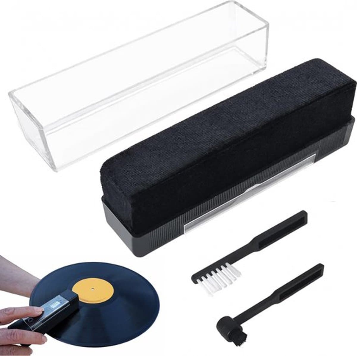 Platenborstel Premium 2 in 1- Premium Platenborstel + Naaldborstel - Antistatisch - Platenreiniger - Schoonmaakset voor Vinylplaten - LP Borstel - Soft Brush Record Brush Antistatische Plaatborstel Van Carbon — afbeelding 1