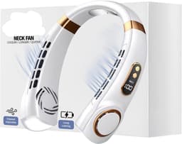 Nek ventilator-nek ventilator met koeling-neck fan-draagbare nekventilator blaast koele lucht - 360 graden rotatie 3 snelheden nekventilator - oplaadbare draagbare ventilator - nekkoeler reisventilator draagbaar oplaadbaar - wit — thumbnail 1