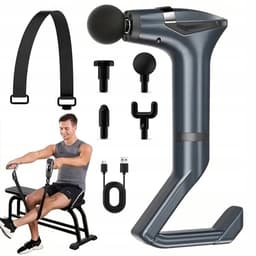 Fitness Muscle Fascia Gun - met afneembaar handvat - 12 verschillende snelheidsniveaus - LCD-scherm - ademhalingslicht - 1500 mAh-batterij - donkergrijs — thumbnail 1