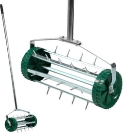 KADAX Handverticuteermachine, grasmaaier van robuust staal, handmatige luchtverfrisser met 3,3 cm spijkers, vloerbeluchter met ergonomische handgreep, robuuste stekelroller (148 cm) — thumbnail 1