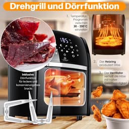 9-in-1 Heteluchtfriteuse met Draai- en Droogfunctie, Krachtig 1800 Watt — thumbnail 5