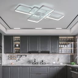 Moderne Rechthoekige Plafondventilator Met LED Verlichting Dimbaar Afstandsbediening Stille Slaapkamer Woonkamer — thumbnail 1