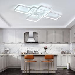 Moderne Rechthoekige Plafondventilator Met LED Verlichting Dimbaar Afstandsbediening Stille Slaapkamer Woonkamer — thumbnail 5