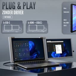 Portable Monitor Link 15.6" - Full HD Draagbare monitor met USB-C & HDMI - Extra scherm laptop - Plug & Play - Incl. Draagtas — thumbnail 3