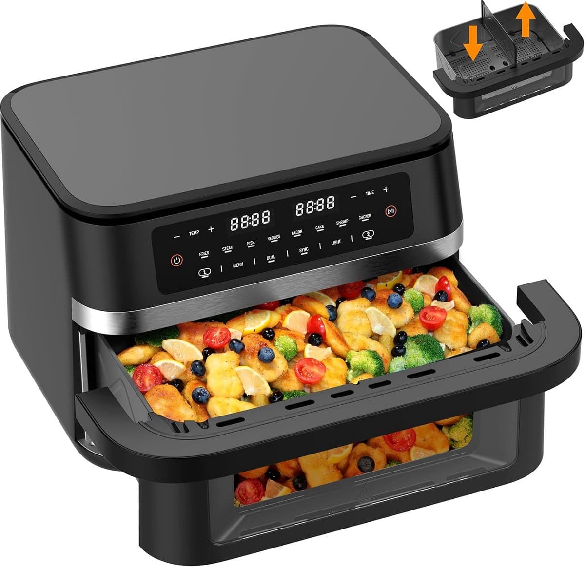 Dubbele Heteluchtfriteuse 11L, 2950W - Airfryer met Groot Kijkvenster en 8 Programma's — afbeelding 1