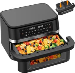 Dubbele Heteluchtfriteuse 11L, 2950W - Airfryer met Groot Kijkvenster en 8 Programma's — thumbnail 1