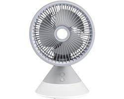 Draagbare bureauventilator - Oplaadbaar - Werkt op een 4000mAh batterij - Drie ventilatorsnelheden - Met LED-verlichting - 90° verticaal en 90° oscillerend - Geschikt voor thuis en op kantoor - Wit