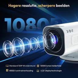 XGODY Gimbal 3 Pro Mini Beamer - Alles-in-één Smart TV Projector - 2026 model - Android 11.0 - WiFi 6 & Bluetooth 5.4 - 4k ondersteuning - Beamer - Inclusief Hdmi kabel - Home Cinema - Wit — thumbnail 3