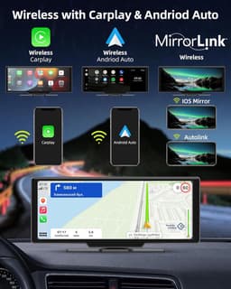 Draadloos Apple Carplay Display – Android Auto Scherm – Auto Infotainmentsysteem – Touchscreen Navigatie – Dashcam Voor en Achter – 10,26 Inch HD IPS – 2,5K Frontcamera & 1080p Achteruitrijcamera – Bluetooth 5.0 & 64GB TF-kaart — thumbnail 2