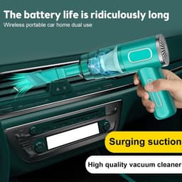 Draadloze Auto Stofzuiger - Kruimelzuiger Handheld - Auto Interieur Reinigen - Sterke Zuigkracht Nat Droog - 500 Gram Lichtgewicht - Groen — thumbnail 5