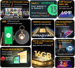 Blackview BV8900 Pro - Robuuste Smartphone - Met UWB Tag - 16GB RAM - 256GB - 10000mAh - Octa Core - 6,5 inch FHD+ 2.4K - 4G Dual SIM - IP68 Waterdicht - Outdoor Mobiele Telefoon - NFC GPS - Zwart — thumbnail 5