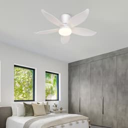 NETTLIFE Plafondventilator met Verlichting - Stil - 5 Bladen - Wit - Dimbaar - 6 Snelheden - Met Afstandsbediening - Voor Slaapkamer & Woonkamer — thumbnail 4