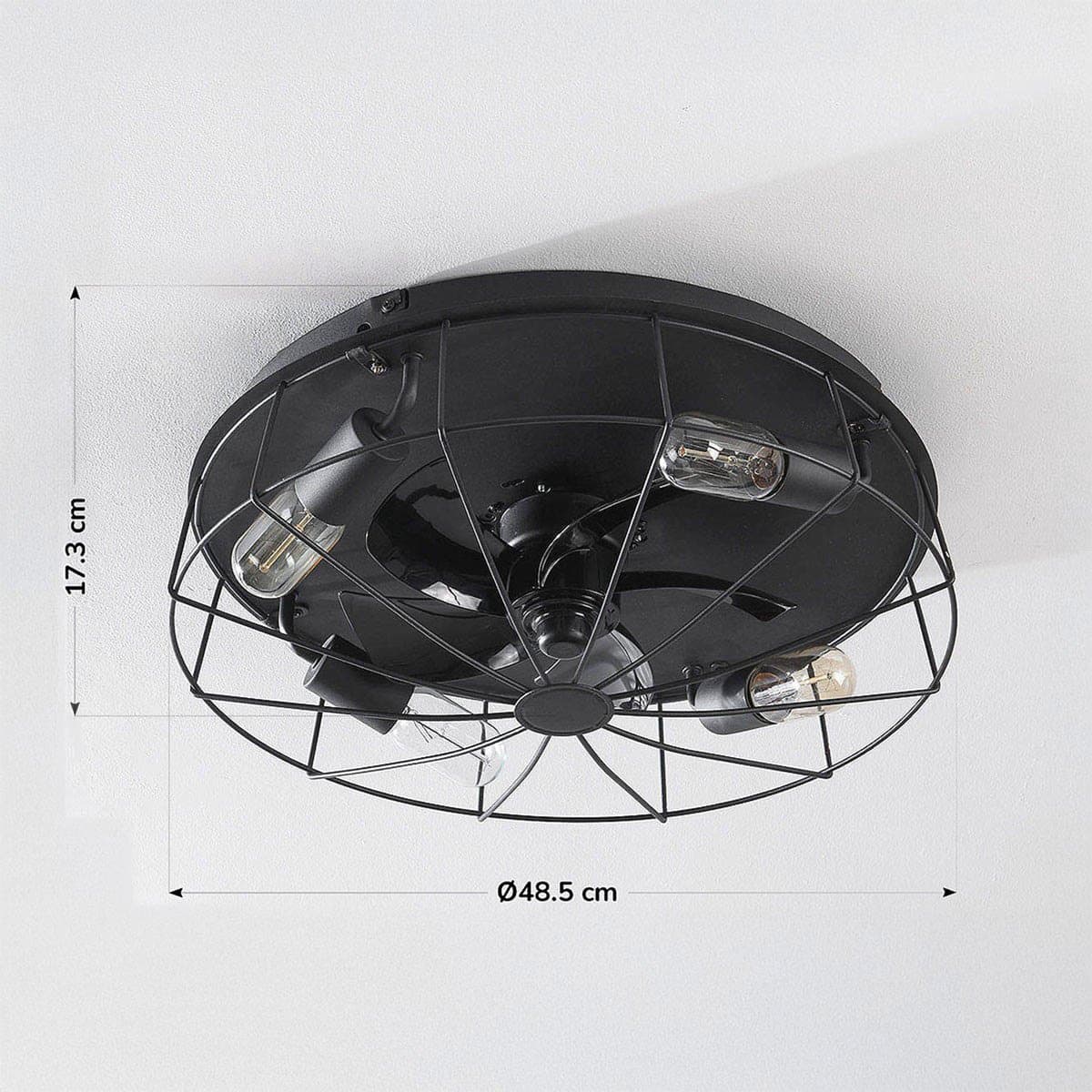 LumenXL - Industriële plafondventilator Fistik - Zwart - Zomer- en winterfunctie - E27 fitting — afbeelding 1