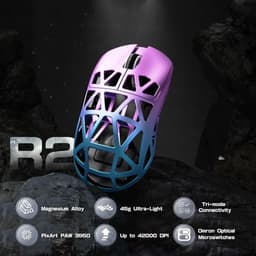 ATTACK SHARK R2 - Draadloze Gaming Muis - Magnesium Alloy - PAW3950MAX - Ultralichte(45g)- Wired/2.4G/BT5.2 - 42000DPI - Twilight Purple — thumbnail 2