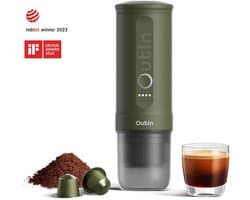 Outin - Draagbare Elektrische Espressomachine | Koffiezet apparaat voor Onderweg | Capsules & Gemalen Koffie | Portable Espresso Machine | Snelle Waterverwarming | 20 bar | Draagbare Koffiemachine | Reis & Camping Koffiezetapparaat | 12 volt