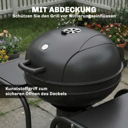 Outsunny Ronde barbecue-Metaal, Kunststof-129L x 63,5B x 106,5H cm-Zwart — thumbnail 3