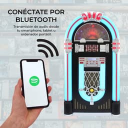Jukebox Vinyl Platenspeler & Geluidssysteem - LED-Verlichting - Bluetooth, USB & SD/MMC - CD-speler -AUX & FM radio met PLL - 4 zwenkwielen — thumbnail 2
