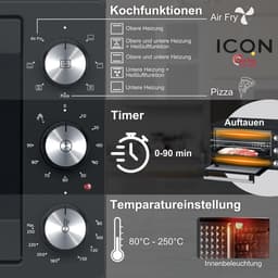 20L Minioven met Airfry Functie, Hetelucht Oven en 5 Programma's - 1500W — thumbnail 3