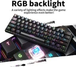 Furycube H61K - Mechanisch Gaming Toetsenbord - 61 Toetsen - Bedraad - RGB Verlichting - Soldeerbare Switches - Zwart — thumbnail 3