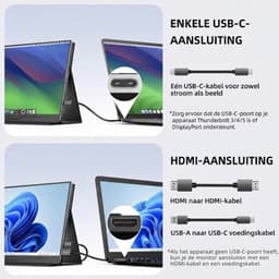 SNJY® Portable Monitor - Draagbare Monitor - Draagbaar Scherm - 15,6 Inch - 1920x1080 Full HD - Zwart — thumbnail 5