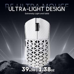 ATTACK SHARK R5 Ultra - Draadloze Gaming Muis - PAW3950 MAX - Koolstof Element - Ultralichte(39g) - Wired/2.4G/BT - 42000DPI - 8Khz - Wit — thumbnail 3