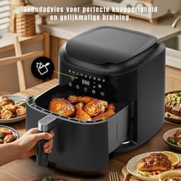 Zyrex® Airfryer XXL - Mini-oven - Heteluchtfriteuse - 9L - 9 Programma's - Zwart - 31cm x 31cm x 32cm — thumbnail 2