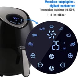 Nexvo® Airfryer xl - Airfryer xxl - Heteluchtfriteuse - Zwart- 33cm x 33cm x 37cm — thumbnail 3