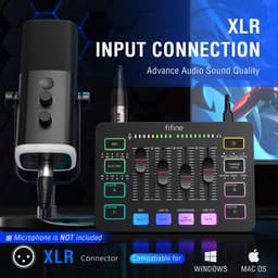 FIFINE SC3 + XLR Kabel - Streaming Deck - DJ Mixer - Gaming Mixer - Podcast / Stream / Gaming - XLR Aansluiting - Line-in - Voice Changer - Zwart — thumbnail 5