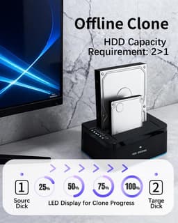 Externe Harde Schijf Dock - Opslagstation - Data Back-up - Offline Klonen - 20TB Capaciteit - Zwart — thumbnail 5