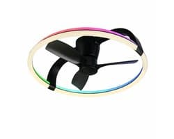 REALITY STOCKHOLM - Ventilator - Zwart mat - incl. 1x LED 37 W - Afstandsbediening - Geintegreerde dimmer - Traploos instelbare lichtkleur - Niet externe dimbaar - RGBW-kleurenwisselaar - Zomer- en wintermodus - Dynamisch licht - 6 snelheidsniveaus
