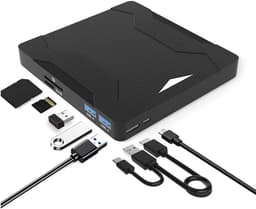 Externe cd/dvd/vcd-drive, 5-in-1 ultradunne draagbare speler/brander met USB-aansluiting, Type-C/USB 3.0-interface, geschikt voor laptops, pc's, MacBooks en Windows-systemen. — thumbnail 1