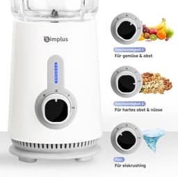 3-in-1 Blender - Keukenmachine Mixer - Smoothies Maken - 3 Speciale Containers - 125 Liter - Wit — thumbnail 5