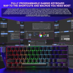 AULA WIN60 HE - 60% Bedraad RGB Gaming Toetsenbord - Hall Effect Rapid Trigger - Magnetische Toetsen - Gasket - Hot Swap - 8K Hz Polling Rate - QWERTY Toetsenborden - Zij Bedrukte toetsen - 61 Keys - Zwart — thumbnail 2