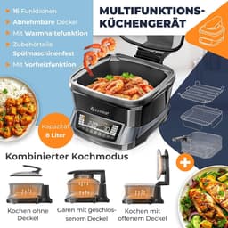 Multicooker 8L met 16 Programma's: Airfryer, Bakken, Grillen, Stomen en Meer — thumbnail 3