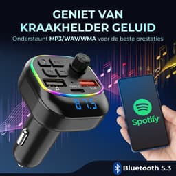Bluetooth Transmitter - FM Transmitter voor Auto - Carkit met Handsfree Bellen - Bluetooth Auto Ontvanger - Autolader USB-C - SD Kaart — thumbnail 2