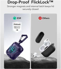 ESR Hoesje Geschikt Voor AirPods Pro 3 (2025) - Cyber FlickLock Case - Compatibel met MagSafe - Karabijnhaak - Paars — thumbnail 2