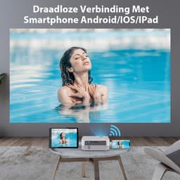 UpLiving® LCD Mini Beamer met Projectiescherm | Behuizing Zwart en 236cm Breed | 100 inch 16:9 | | Met WiFi | Met Bluetooth | Native Full HD | 10.000:1 Contrastratio | 8.000 Lumen | Projector - Afstandsbediening - Draagtas — thumbnail 2