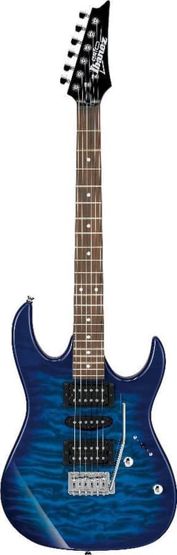 Ibanez GRX70QA‑TBB – GIO Series Elektrische Gitaar – Transparent Blue Burst – HSH Pickups — thumbnail 1