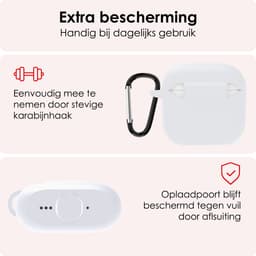 Hoes - Geschikt voor Apple AirPods 4 / 5 - Siliconen Hoesje met Clip - Silicone Case Cover - Wit — thumbnail 5