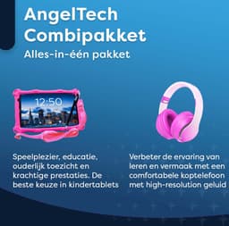 AngelTech Kinderpakket PRO MAX - Kindertablet PRO MAX + Kinderkoptelefoon - Android 15 - Combipakket - Kindertablet Vanaf 3 Jaar – Kinder Tablet – Kids Tablet - Tablet voor Kinderen - Roze — thumbnail 3