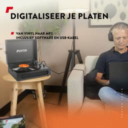 Retro Platenspeler Bluetooth in & out - Fenton RP118 - Model 2025 - Geschikt voor alle platen - Ingebouwde speakers - Zwart — thumbnail 5