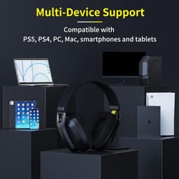 BINNUNE BW06 - 2.4GHz Draadloze Gaming Headset - Bluetooth koptelefoon - Met microfoon - Geschikt voor PC, PlayStation - Zwart — thumbnail 2