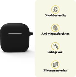 Hoesje Geschikt voor Apple AirPods 4 - Siliconen Hoes met Clip - Silicone Case Cover - Zwart — thumbnail 3