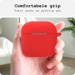Case - Geschikt voor Apple AirPods 4 / 5 - Siliconen Hoes met Clip - Silicone Hoesje Cover - Rood — thumbnail 4