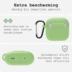 Case - Geschikt voor Apple AirPods 4 - Siliconen Hoes met Clip - Silicone Hoesje Cover - Groen — thumbnail 5
