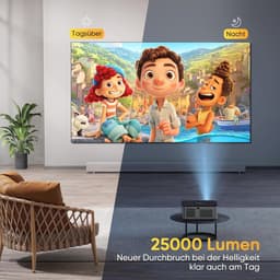 4K projector met 25000 lumen en Android TV | Native 1080P, WiFi en Bluetooth projector voor thuis en buiten — thumbnail 3